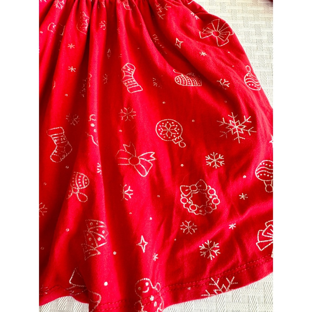 Emma & Elsa Red Christmas Holiday Glitter Skater Dress Girls 3T Long Sleeve - Picture 4 of 7